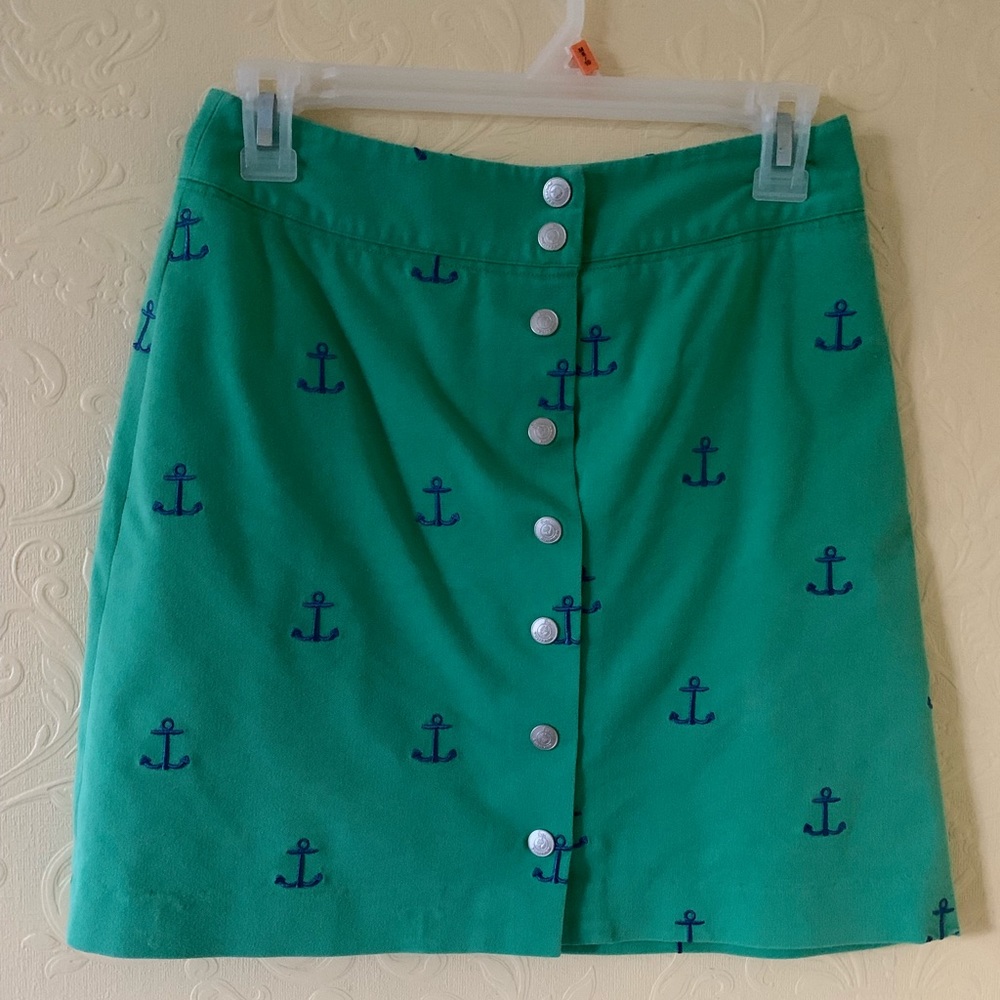Lilly Pulitzer Green and Navy Anchor Skirt